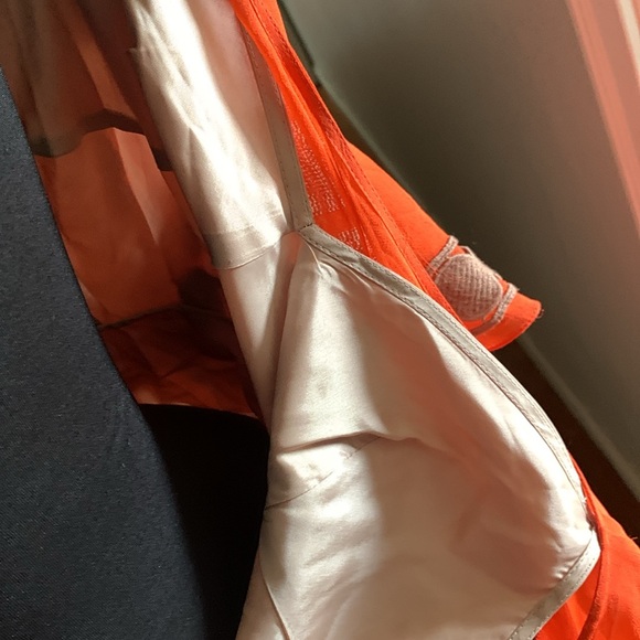 Tracy Reese Women's Silk Short Sleeve Dress Anthropologie Tangerine Flicker - Picture 9 of 9